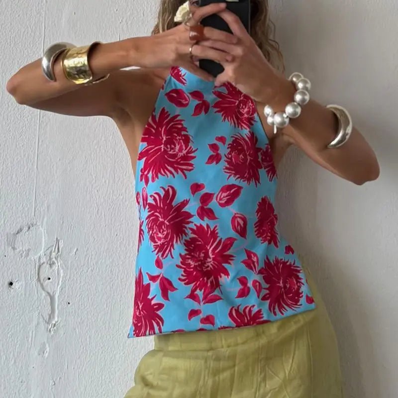Women's Y2K Halter Neck Crop Top - BaeSprout.com