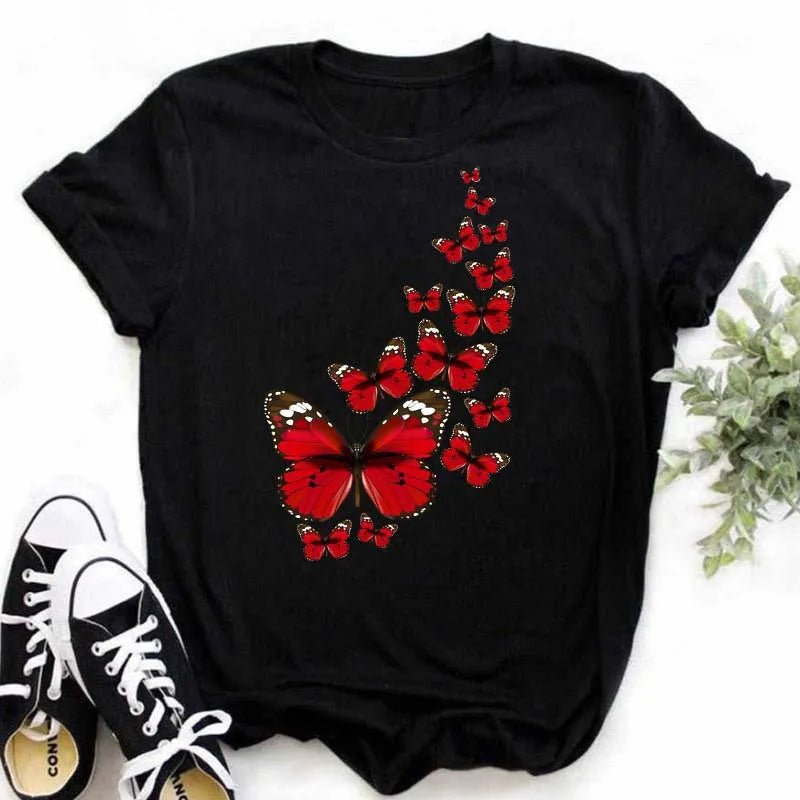 Summer Cartoon Butterfly Print Top - BaeSprout.com