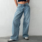 Low Rise Baggy Straight Leg Jeans — Y2K Boyfriend Street - BaeSprout.com