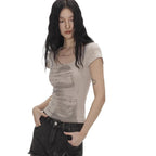 Letter Print Baby Tee Scoop Neck Fitted — Y2K Indie Alt Grunge - BaeSprout.com