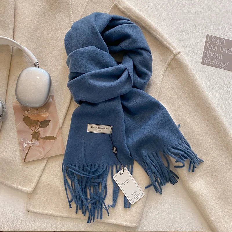 Cashmere Feel Tassel Scarf Oversized Wrap — Quiet Luxury Winter Essential - BaeSprout.com