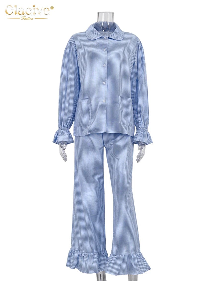 Gingham Ruffle Wide Leg Pants Set 3 Piece — Cottagecore Coquette Chic - BaeSprout.com
