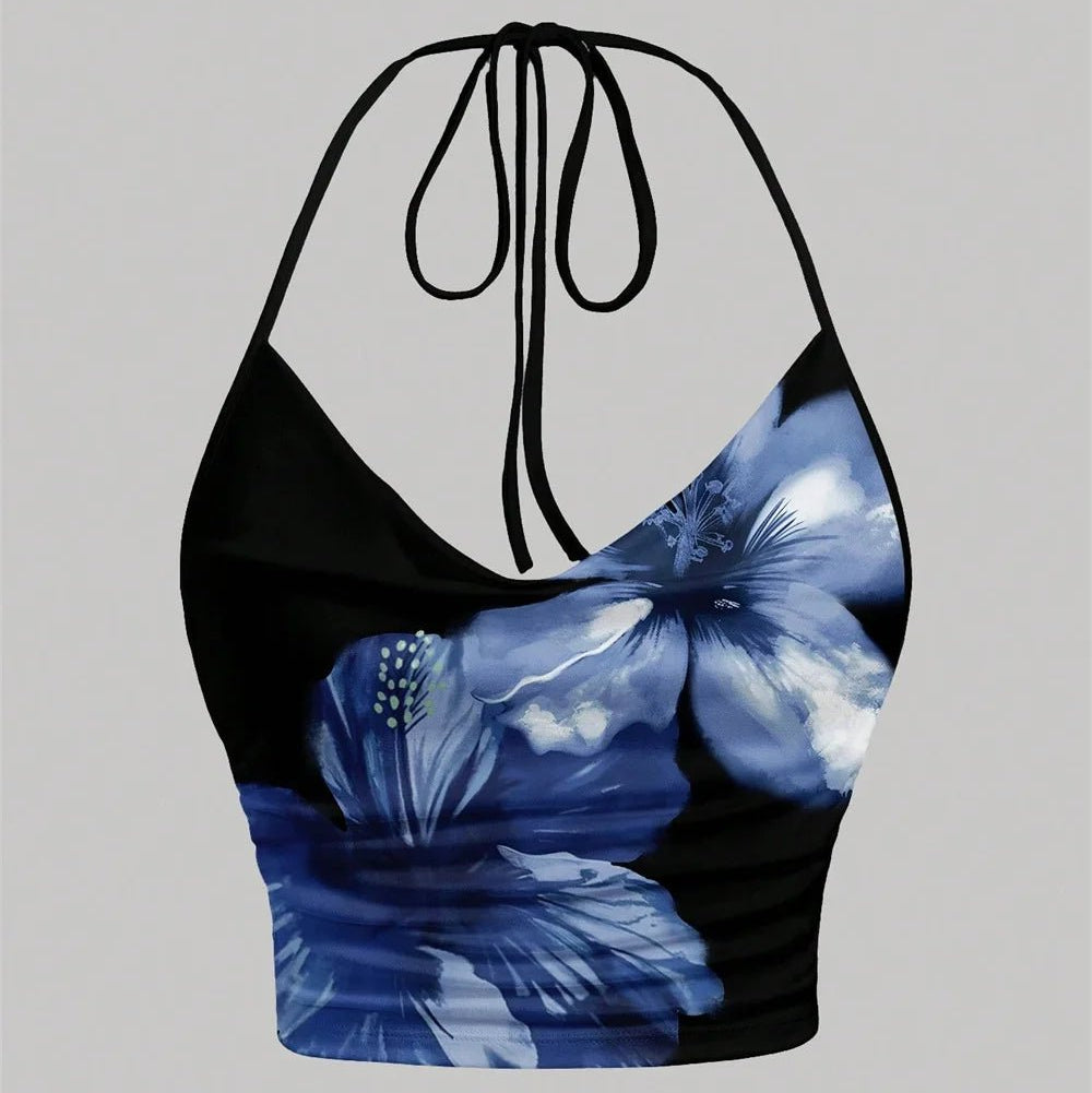 Y2K Tie - Dye Halter Crop Top for Women - BaeSprout.com