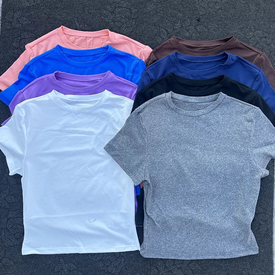 Fitted Crop Yoga Tee with Short Sleeves — Athleisure Active - BaeSprout.com