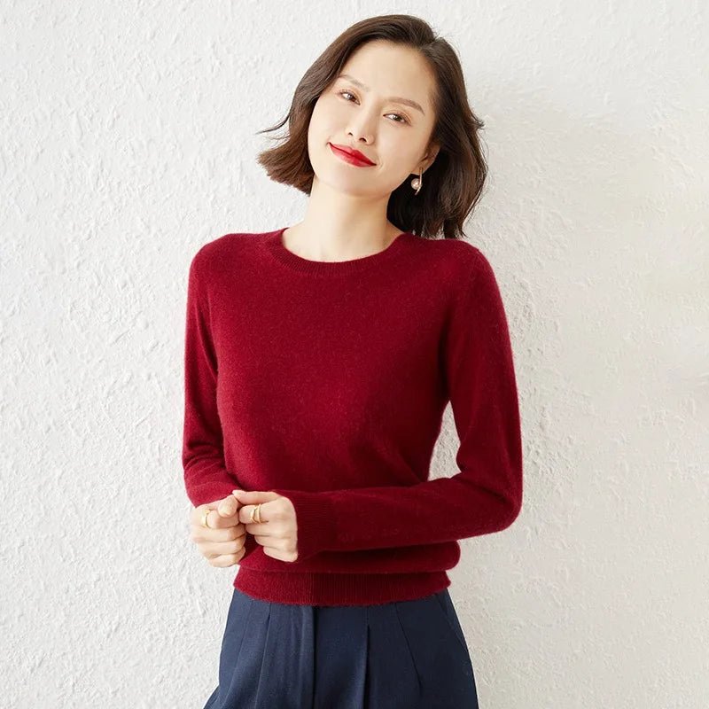 Crew Neck Cashmere - Blend Pullover Sweater - Quiet Luxury - BaeSprout.com