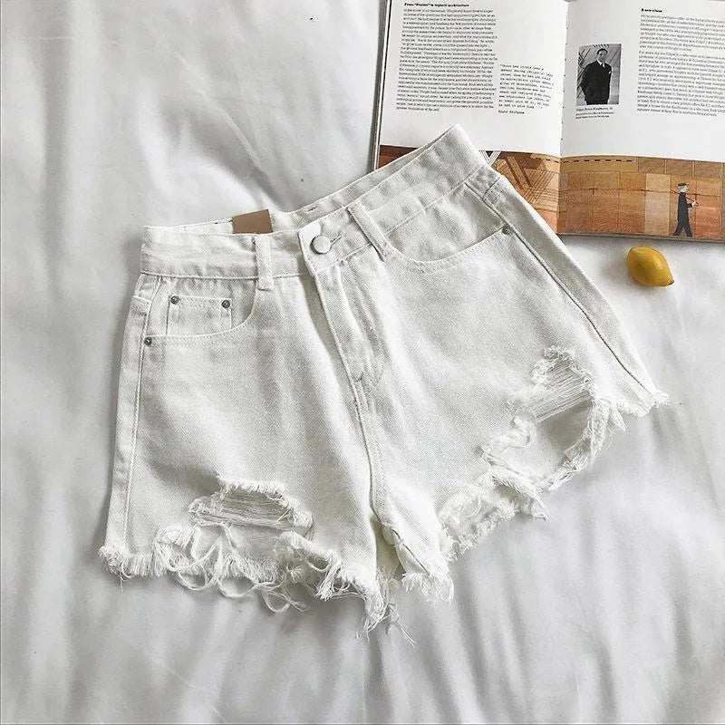 Ripped High Waist Denim Shorts — Y2K Street Style - BaeSprout.com