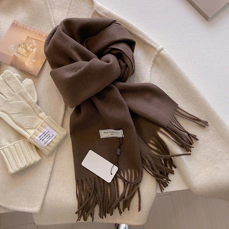 Cashmere Feel Tassel Scarf Oversized Wrap — Quiet Luxury Winter Essential - BaeSprout.com