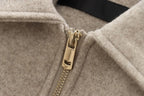 Cropped Zip - Up Jacket Collared Patch Pocket — Quiet Luxury Old Money - BaeSprout.com