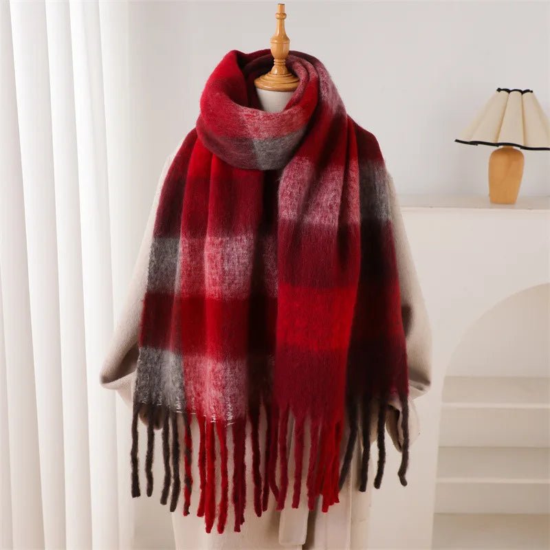 Fuzzy Color Block Tassel Scarf — Y2K Indie Winter Style - BaeSprout.com