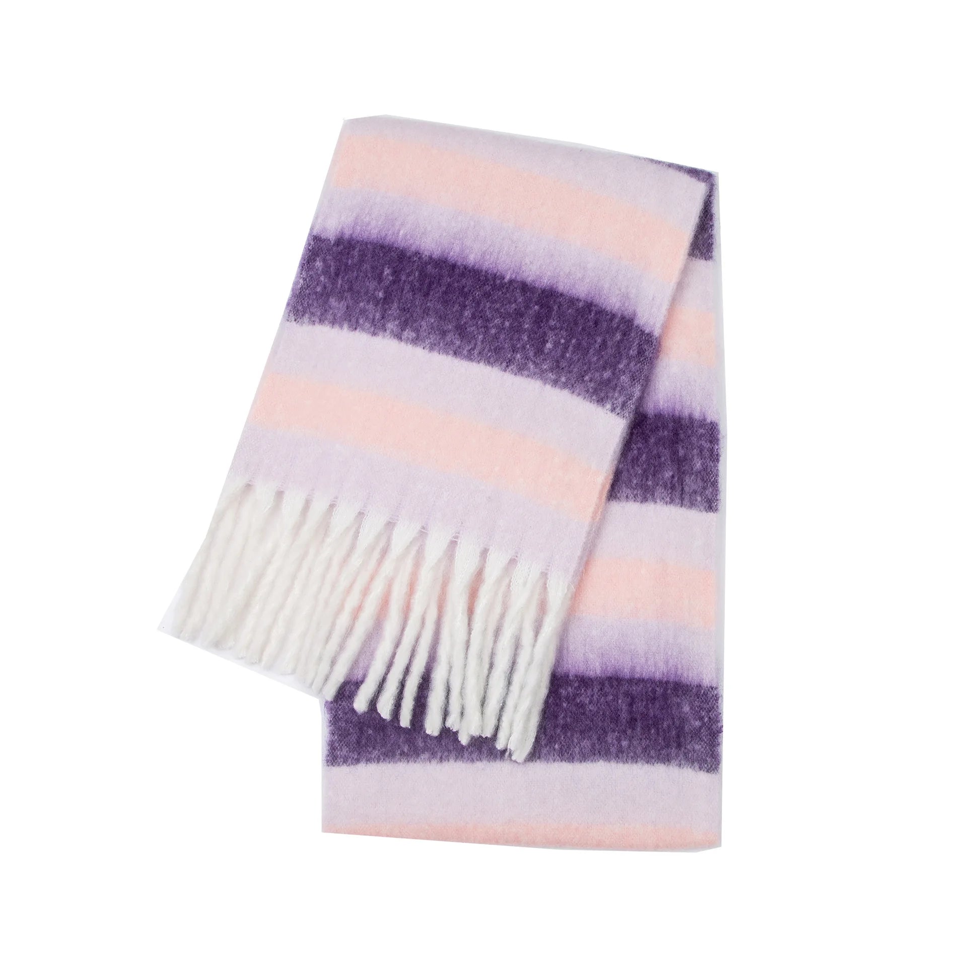 Fuzzy Color Block Tassel Scarf — Y2K Indie Winter Style - BaeSprout.com