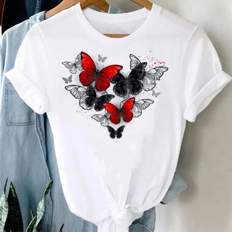 Summer Cartoon Butterfly Print Top - BaeSprout.com