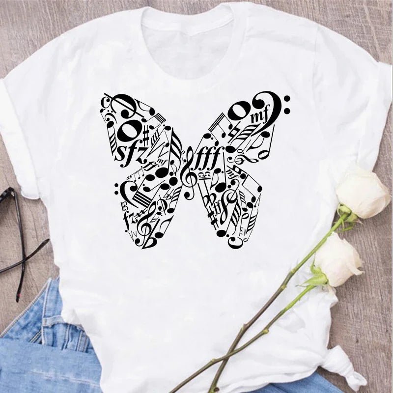 Music Heartbeat Graphic Tee Short Sleeve — Indie Alt & Harajuku Style - BaeSprout.com