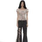 Letter Print Baby Tee Scoop Neck Fitted — Y2K Indie Alt Grunge - BaeSprout.com