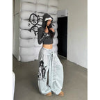 Gothic Letter Print Baggy Sweatpants - Y2K Harajuku - BaeSprout.com