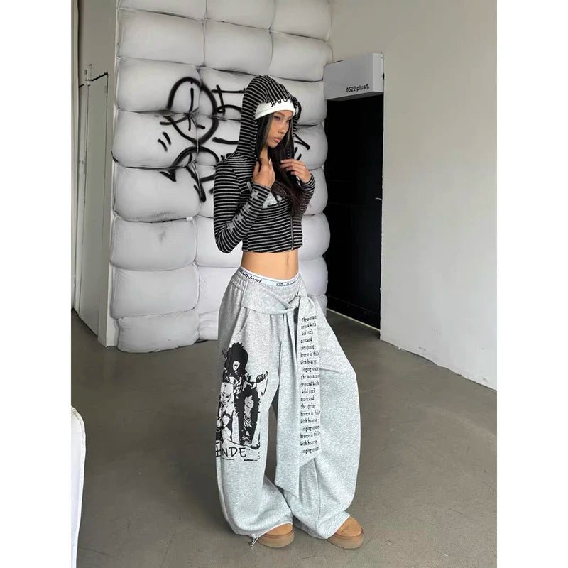 Gothic Letter Print Baggy Sweatpants - Y2K Harajuku - BaeSprout.com