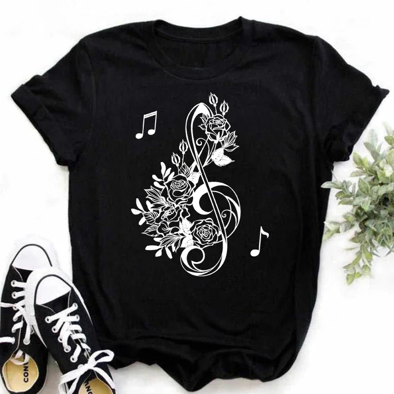 Music Heartbeat Graphic Tee Short Sleeve — Indie Alt & Harajuku Style - BaeSprout.com