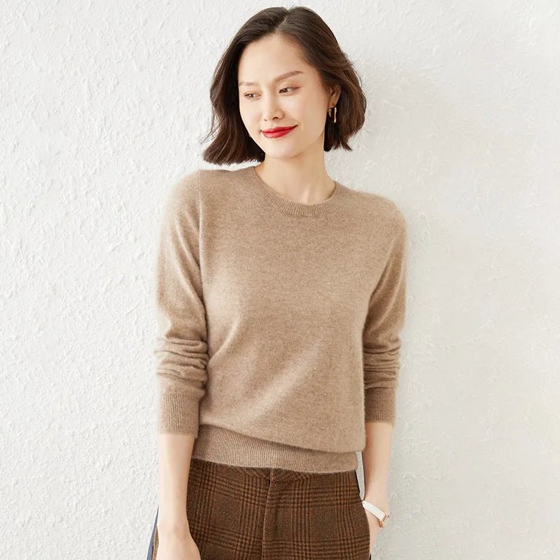 Crew Neck Cashmere - Blend Pullover Sweater - Quiet Luxury - BaeSprout.com