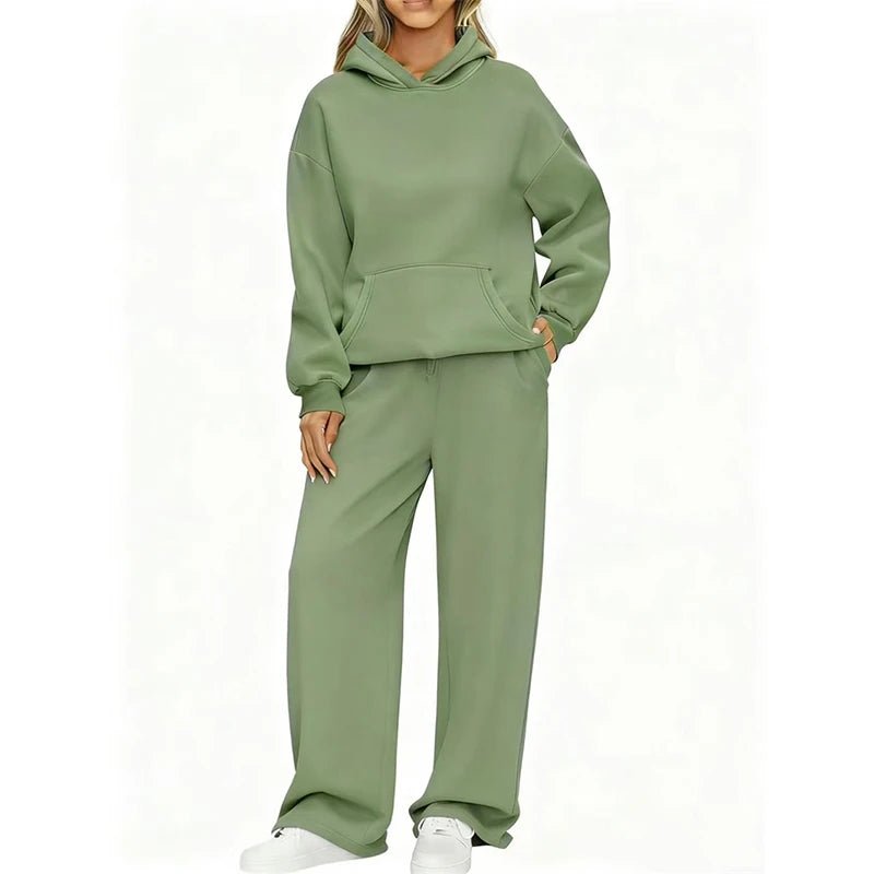 Pullover Hoodie Wide Leg Pants Set Two Piece — Clean Girl Soft Casual - BaeSprout.com