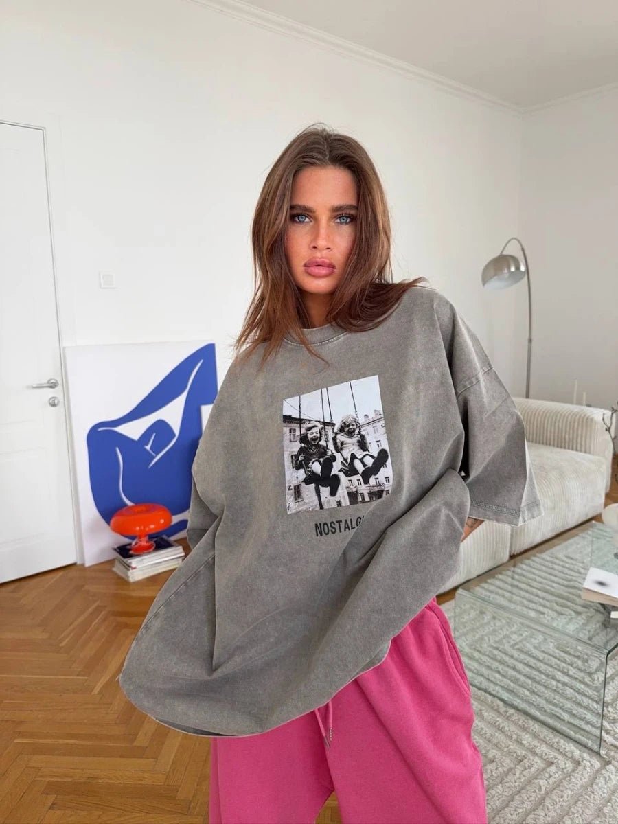 Retro Printed Cotton T-Shirt - BaeSprout.com