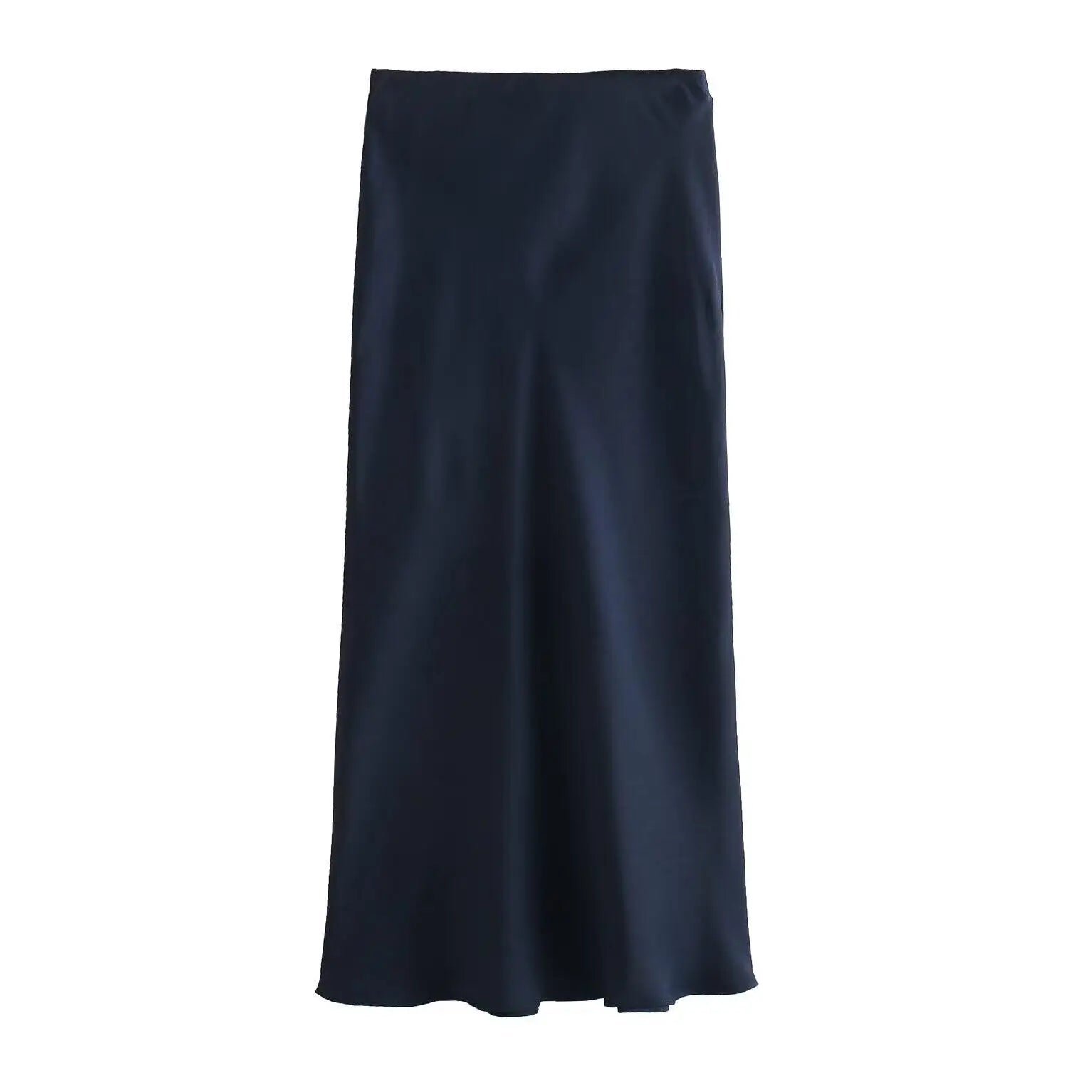 Satin Midi Skirt High Waist Flowy A - Line — Quiet Luxury Old Money Chic - BaeSprout.com