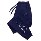 Heartbeat Print Jogger Sweatpants with Drawstring — Casual Street - BaeSprout.com