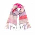 Fuzzy Color Block Tassel Scarf — Y2K Indie Winter Style - BaeSprout.com