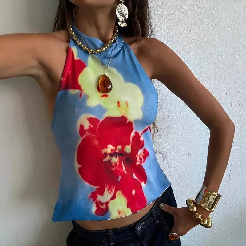 Women's Y2K Halter Neck Crop Top - BaeSprout.com