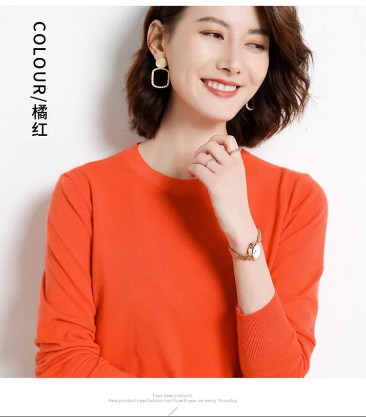 Crew Neck Cashmere - Blend Pullover Sweater - Quiet Luxury - BaeSprout.com