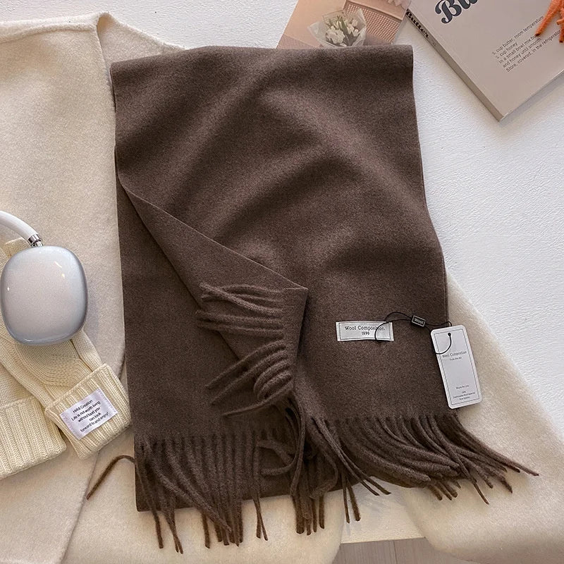 Cashmere Feel Tassel Scarf Oversized Wrap — Quiet Luxury Winter Essential - BaeSprout.com