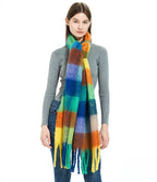 Fuzzy Color Block Tassel Scarf — Y2K Indie Winter Style - BaeSprout.com