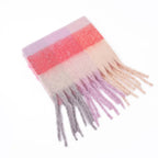 Fuzzy Color Block Tassel Scarf — Y2K Indie Winter Style - BaeSprout.com