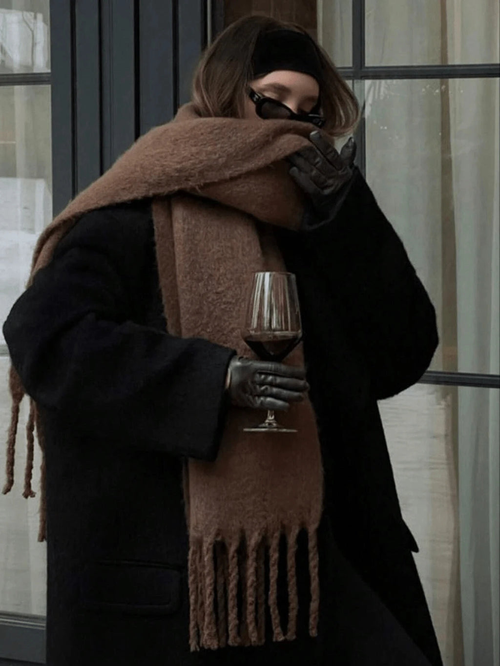 Solid Fuzzy Oversized Scarf Long Tassel Wrap — Quiet Luxury Winter - BaeSprout.com