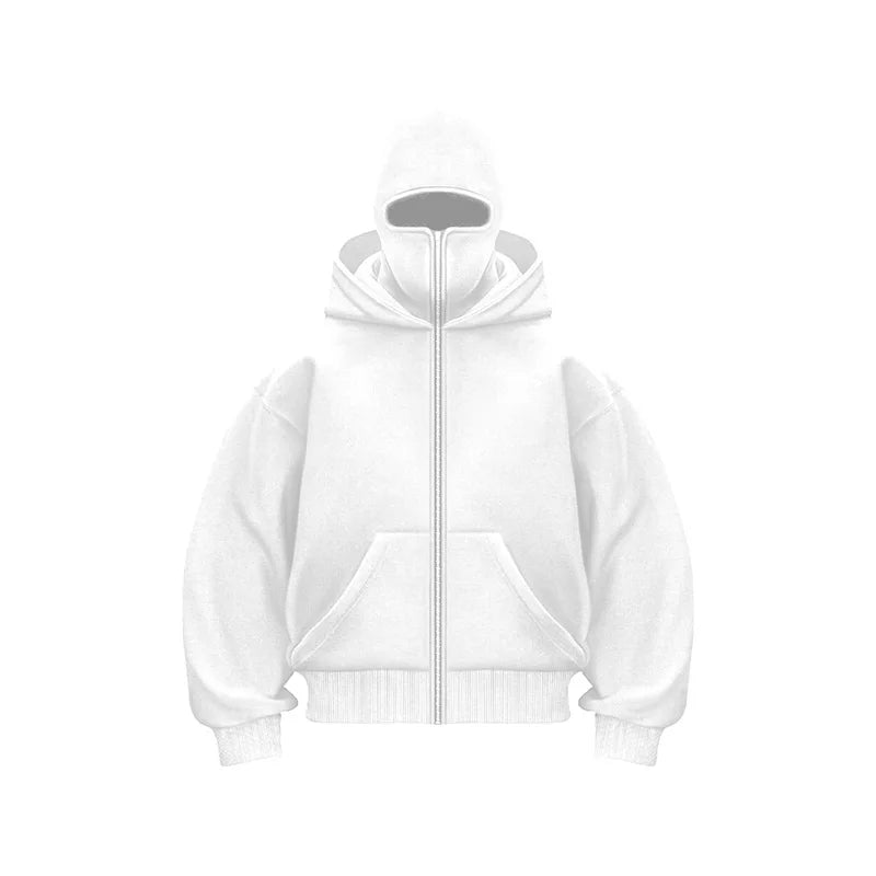 Balaclava Hood Oversized Zip - Up Hoodie — Y2K Goth Street - BaeSprout.com
