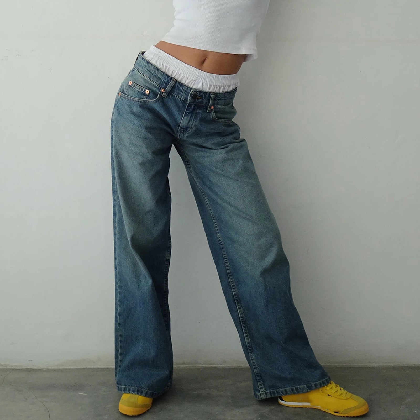 Low Rise Baggy Straight Leg Jeans — Y2K Boyfriend Street - BaeSprout.com