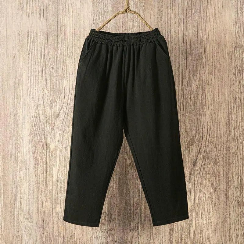 Cotton Linen Harem Pants with Elastic Waist — Boho Casual Summer - BaeSprout.com