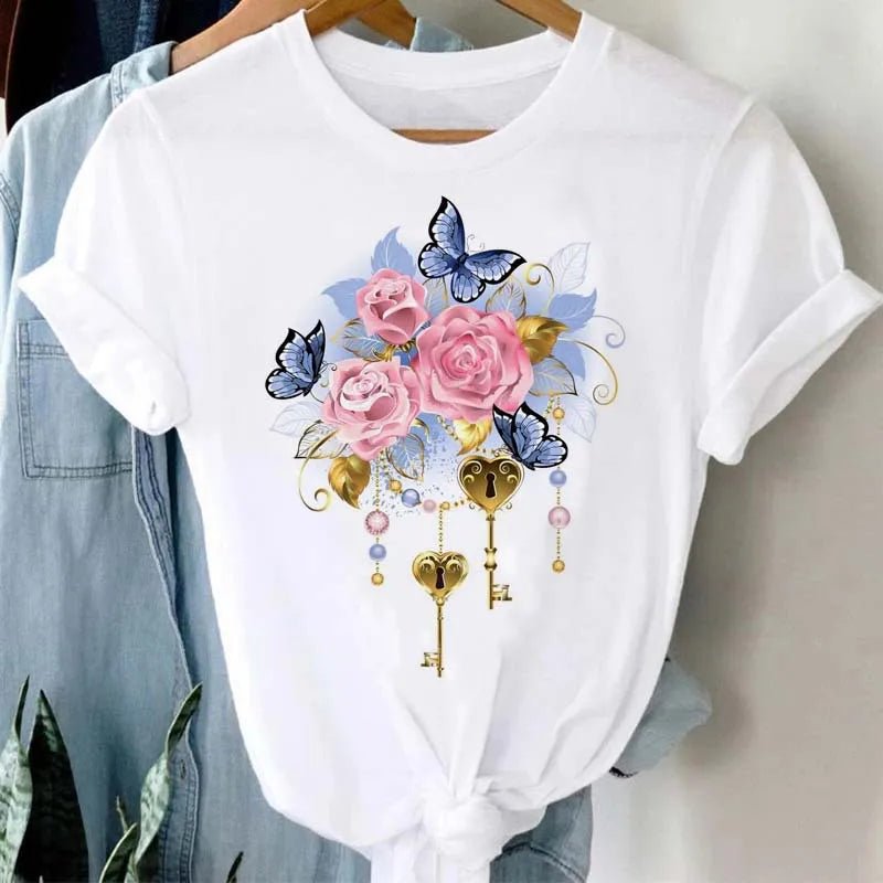 Summer Cartoon Butterfly Print Top - BaeSprout.com