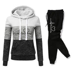 Color Block Hoodie Jogger Set Two Piece Heartbeat — Y2K Sporty Streetwear - BaeSprout.com