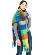 Fuzzy Color Block Tassel Scarf — Y2K Indie Winter Style - BaeSprout.com