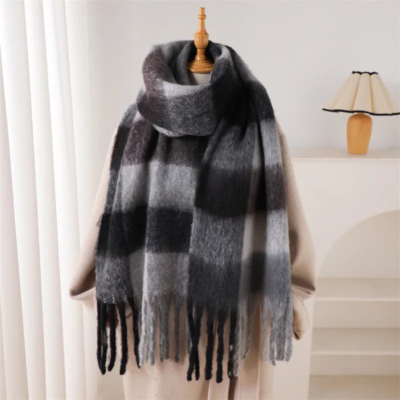 Fuzzy Color Block Tassel Scarf — Y2K Indie Winter Style - BaeSprout.com