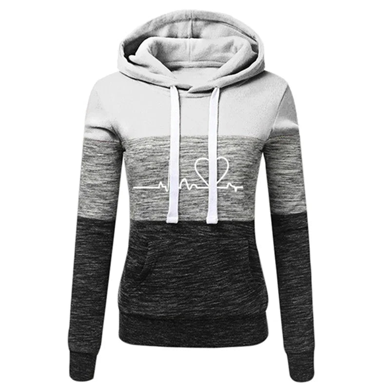 Color Block Hoodie Jogger Set Two Piece Heartbeat — Y2K Sporty Streetwear - BaeSprout.com