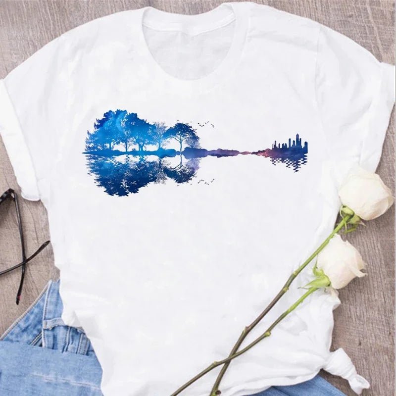 Music Heartbeat Graphic Tee Short Sleeve — Indie Alt & Harajuku Style - BaeSprout.com