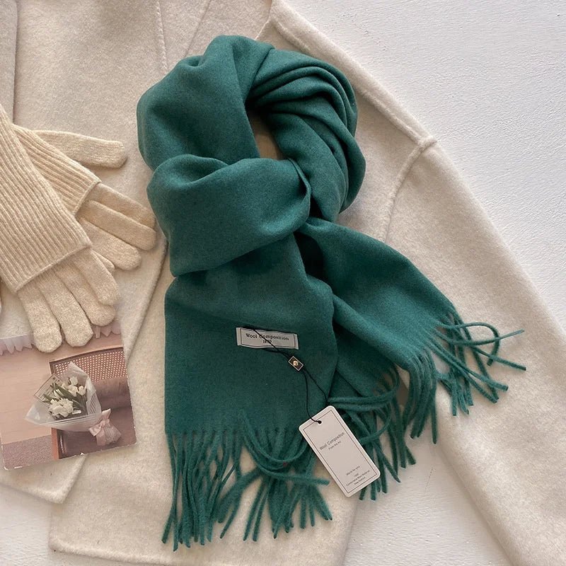 Cashmere Feel Tassel Scarf Oversized Wrap — Quiet Luxury Winter Essential - BaeSprout.com