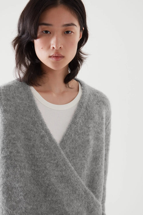 Asymmetrical Wool Blend Cardigan - BaeSprout.com