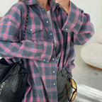 Oversized Plaid Flannel Shirt Button - Down Lapel — Indie Grunge Y2K - BaeSprout.com