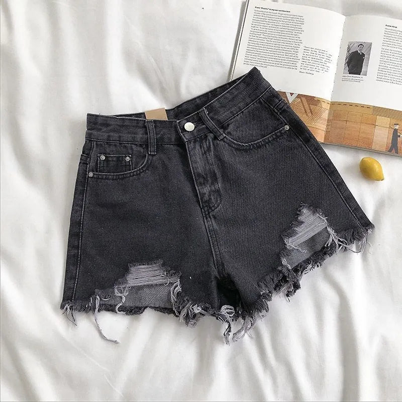 Ripped High Waist Denim Shorts — Y2K Street Style - BaeSprout.com