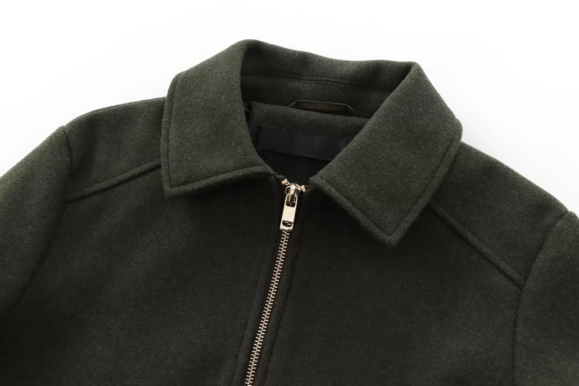 Cropped Zip - Up Jacket Collared Patch Pocket — Quiet Luxury Old Money - BaeSprout.com