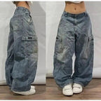 Y2K Streetwear Oversized Baggy Jeans - BaeSprout.com