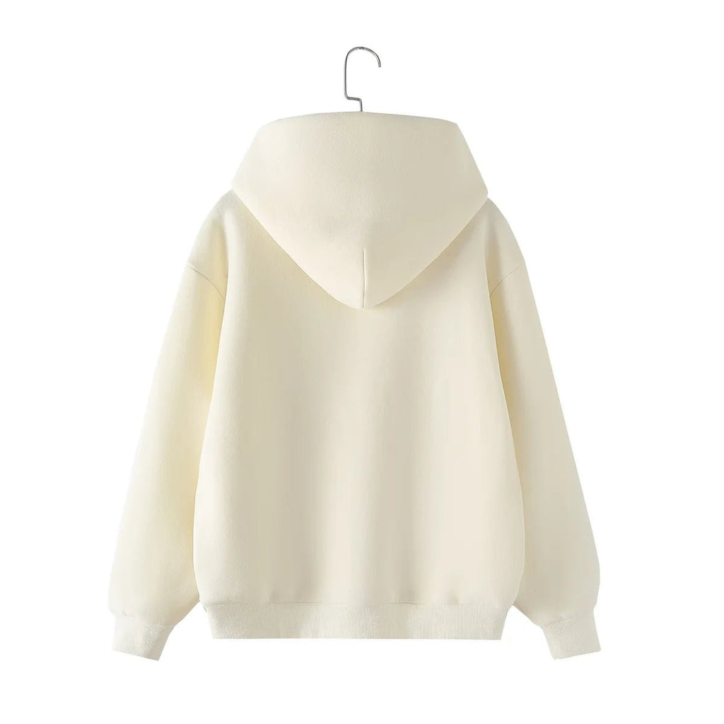 V - Neck Hoodie Wide Leg Pants Set Two Piece Fleece — Quiet Luxury Casual - BaeSprout.com