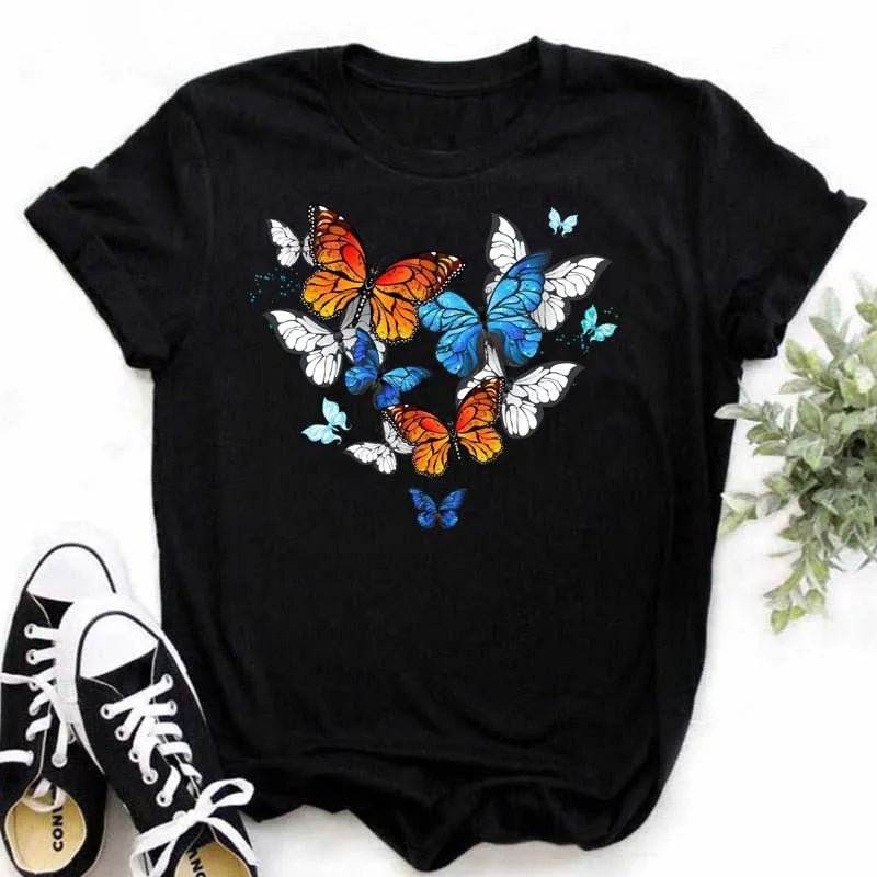 Summer Cartoon Butterfly Print Top - BaeSprout.com