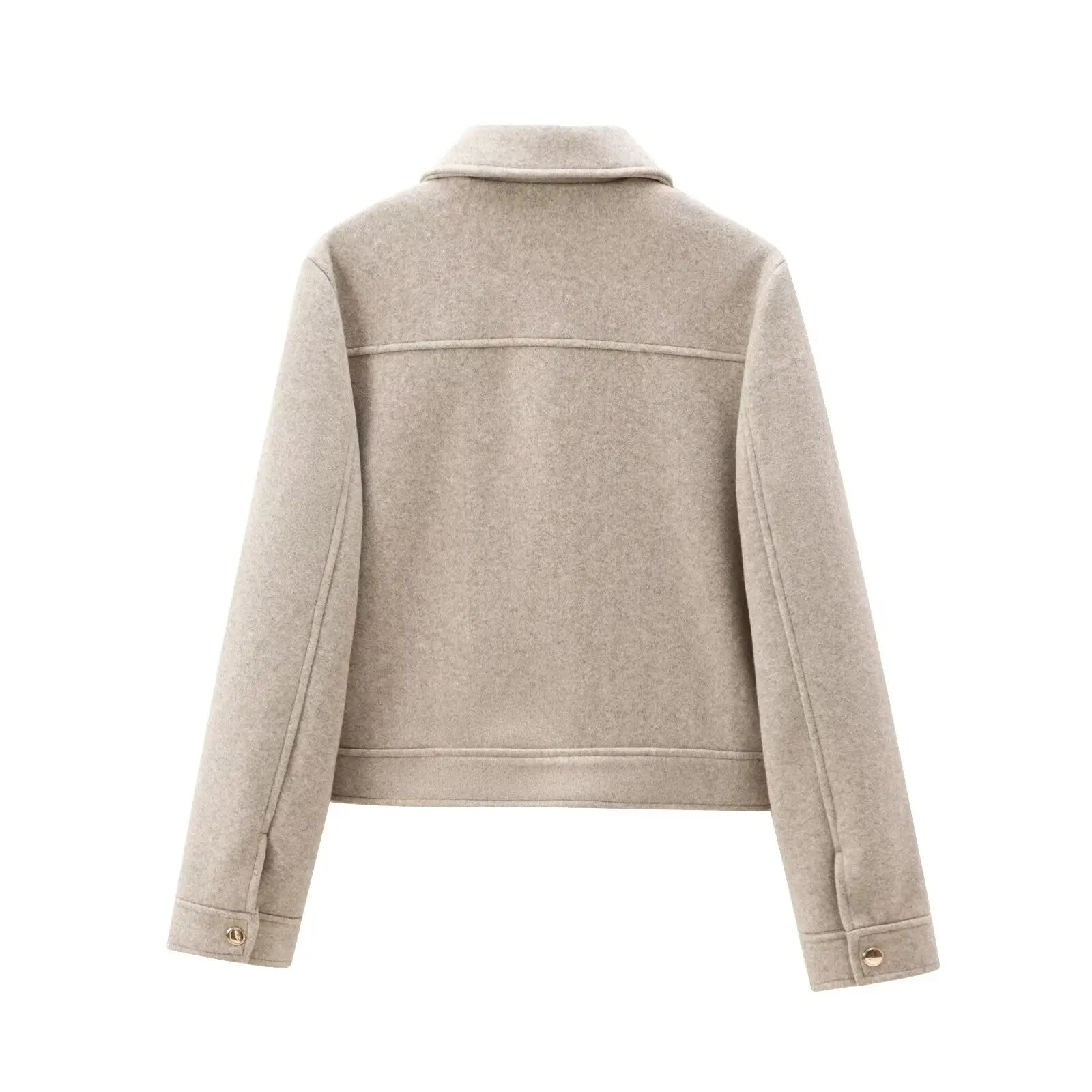 Cropped Zip - Up Jacket Collared Patch Pocket — Quiet Luxury Old Money - BaeSprout.com